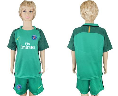 Paris Saint Germain Blank Green Goalkeeper Kid Soccer Club Jersey